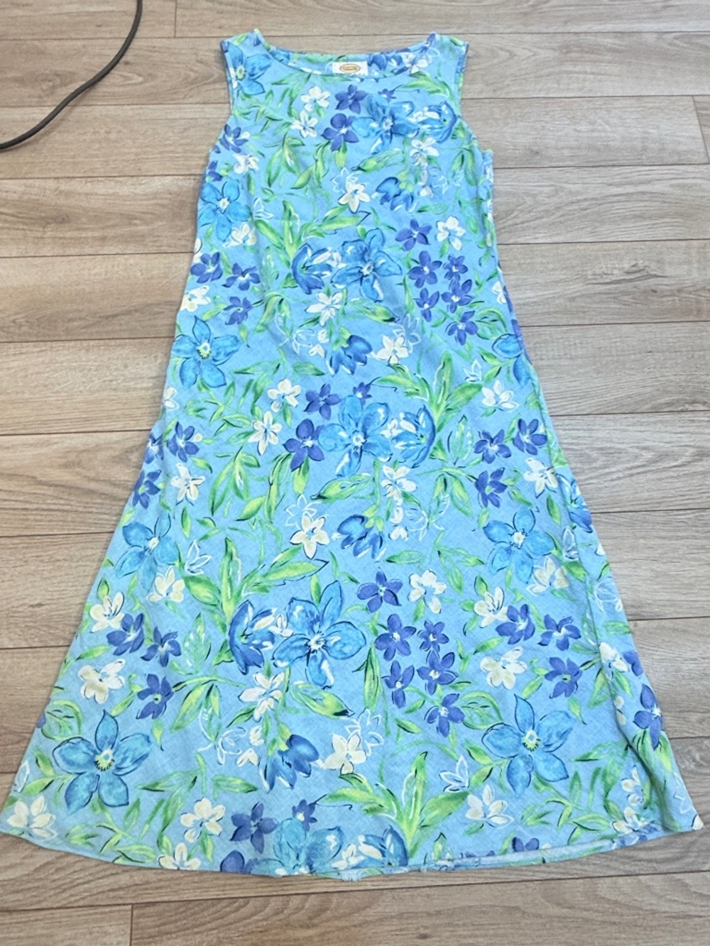 Vintage Talbot Sleeveless Blue Floral Maxi Dress size 6